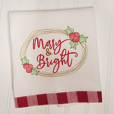 christmas frame merry bright embroidery design
